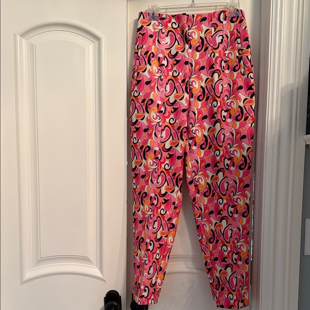 ZARA Vibrant Pink and Orange Patterned Pants Size Large